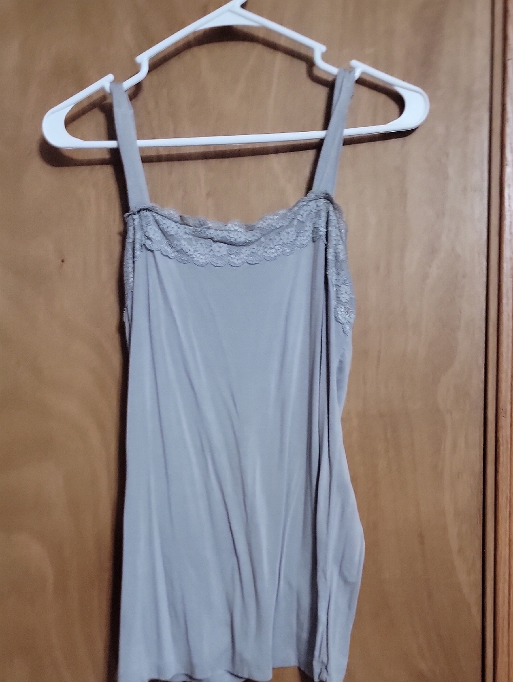 Willow Lace-Trim Slip Camisole in Light Gray